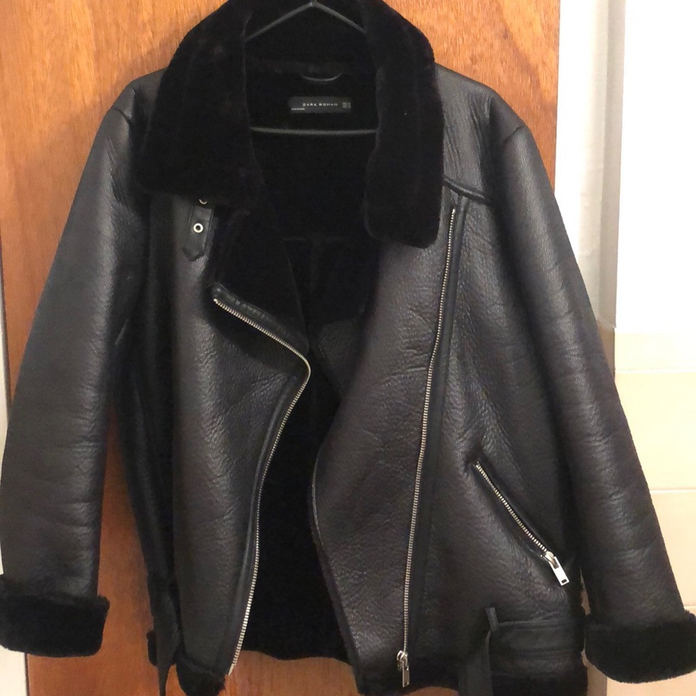 Zara Contrasting Biker Jacket